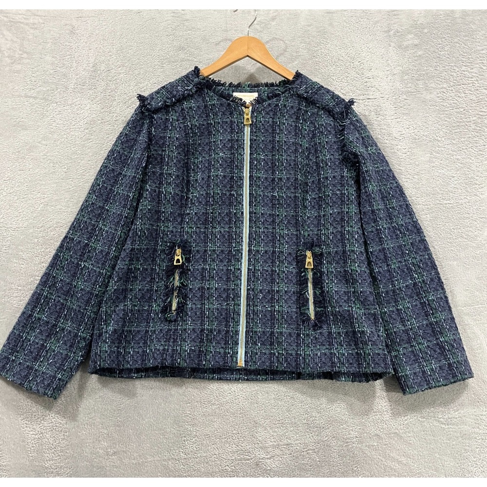 Sail to Sable STS Jacket Womens XL Full Zip Plaid Preppy Office Blazer